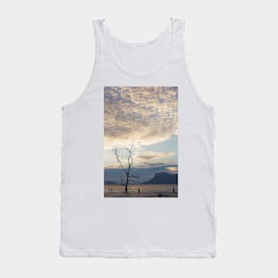 Dead tree in muddy beach at sunset Tank Top